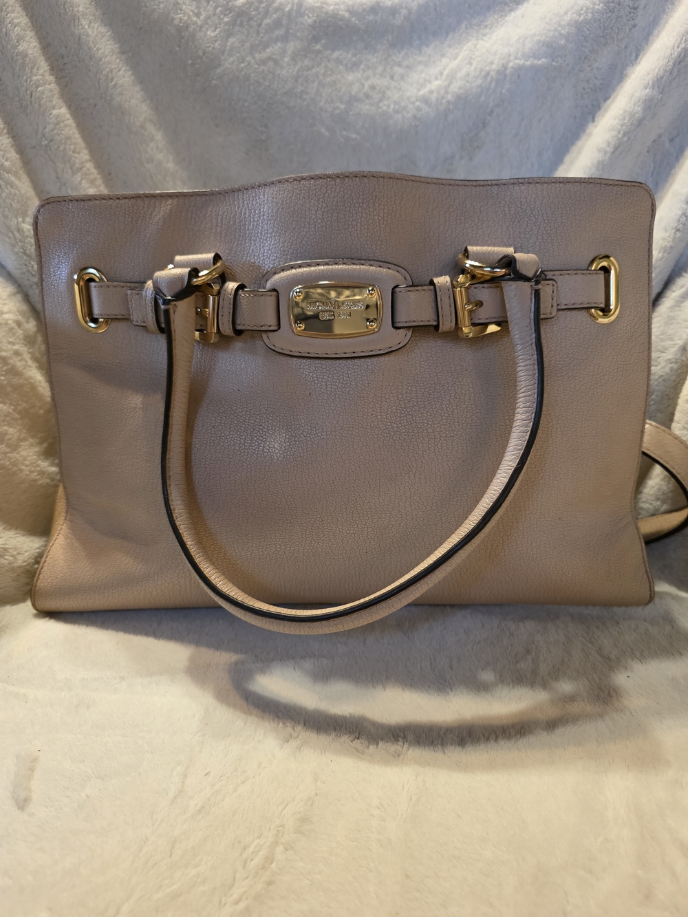 Michael Kors Hamilton Beige Leather Bag